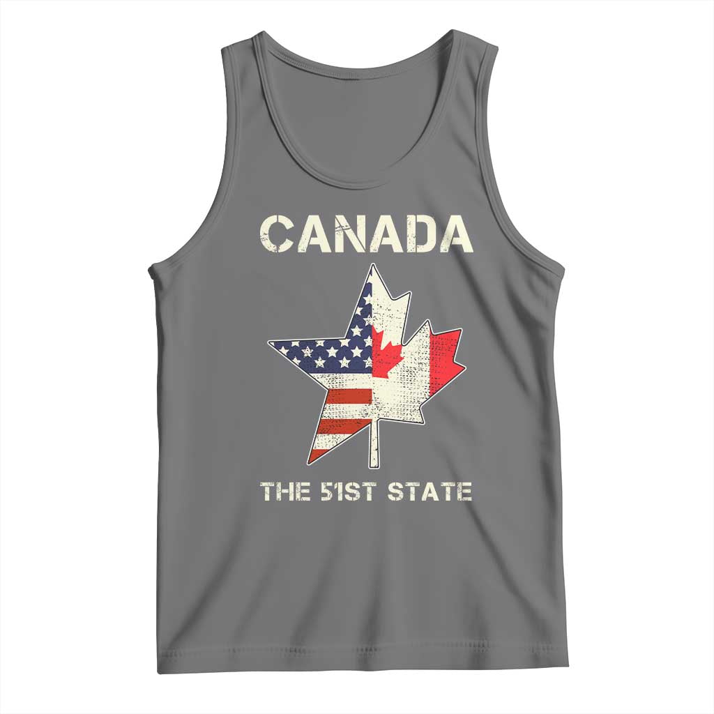 Canada The 51st State Tank Top Maple Canadian American Flag TS09 Black Heather Print Your Wear