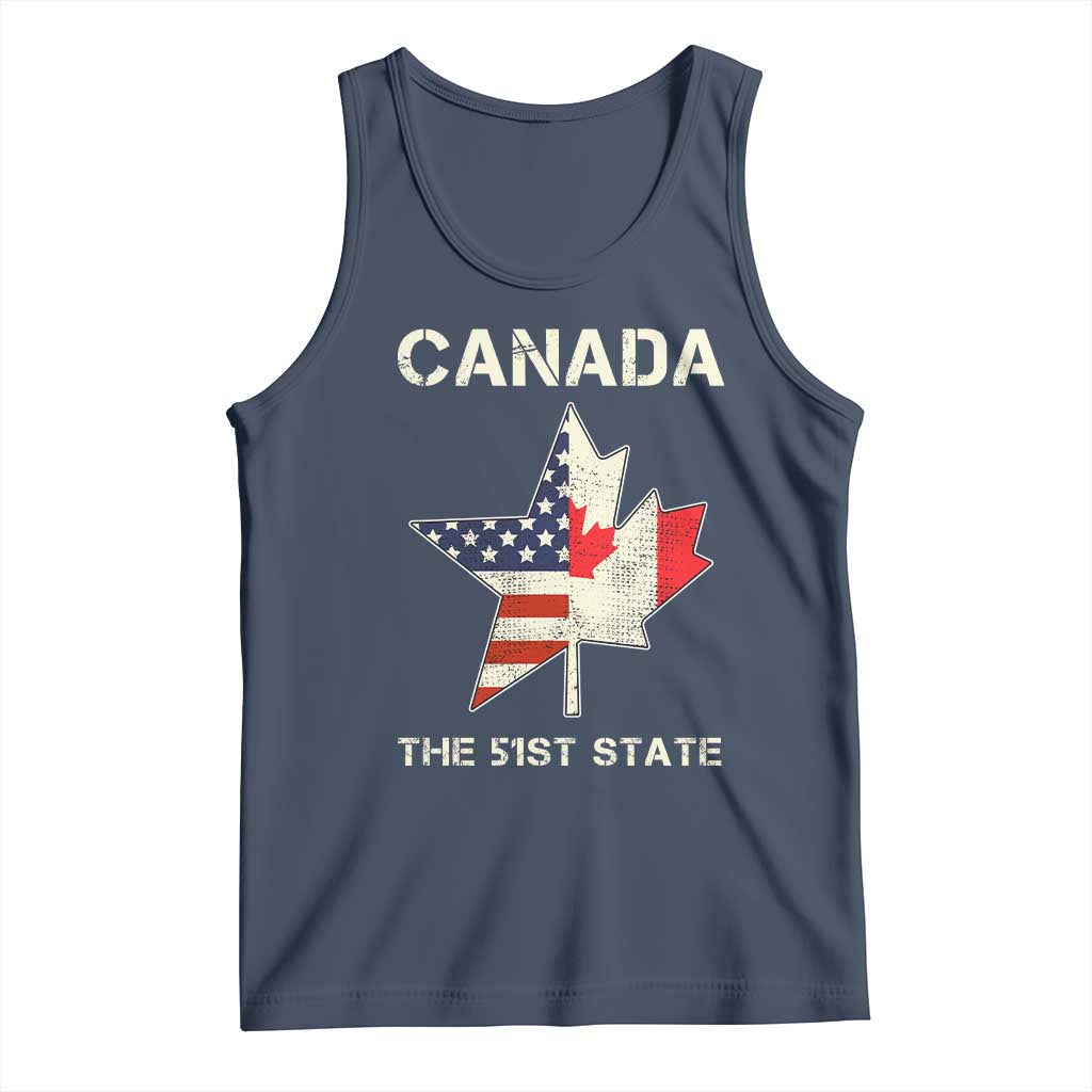 Canada The 51st State Tank Top Maple Canadian American Flag TS09 Navy Print Your Wear