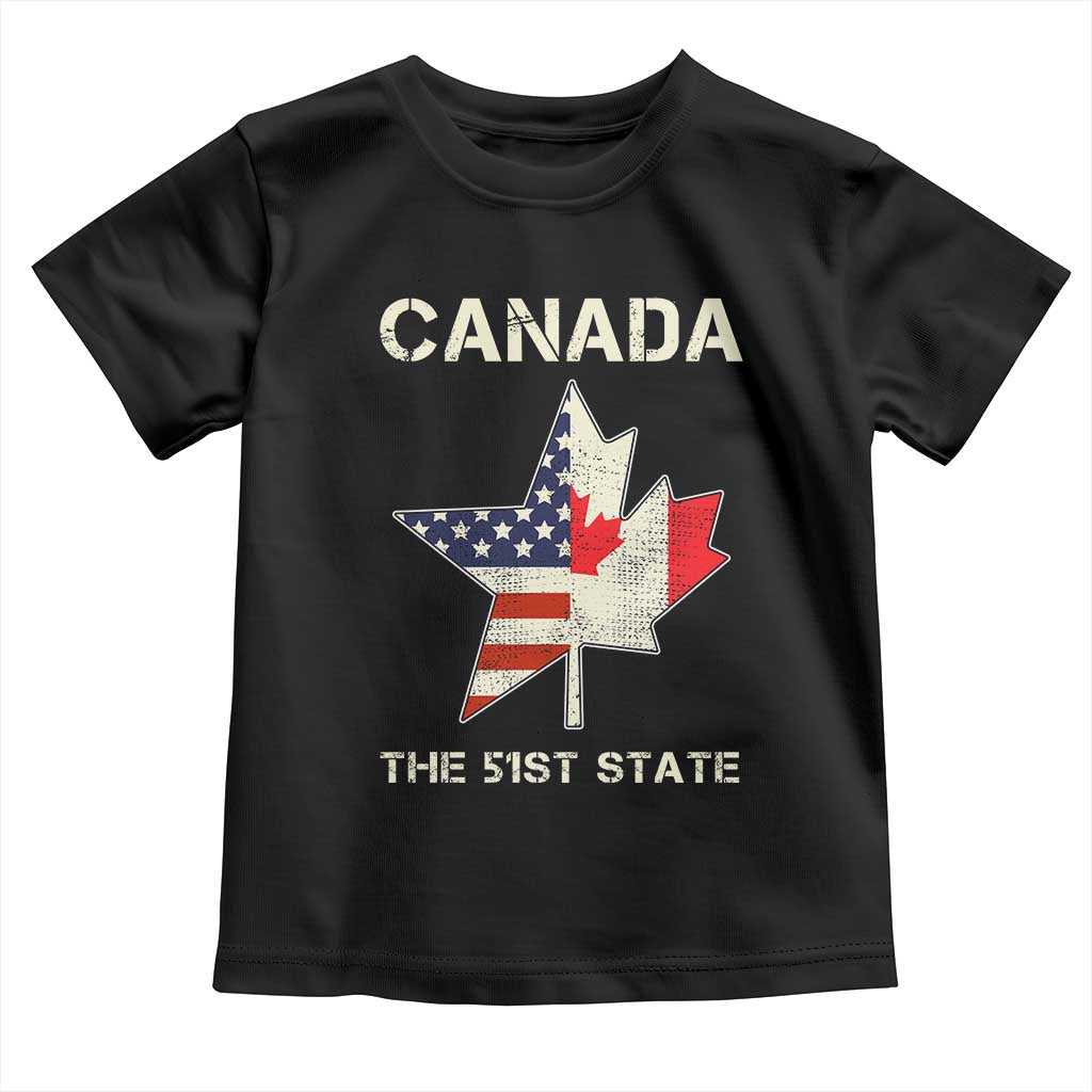 Canada The 51st State Toddler T Shirt Maple Canadian American Flag TS09 Black Print Your Wear
