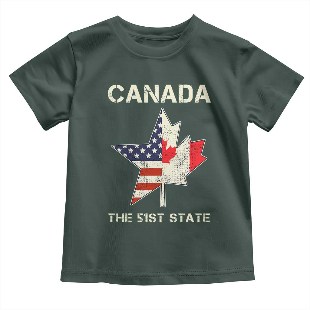 Canada The 51st State Toddler T Shirt Maple Canadian American Flag TS09 Dark Forest Green Print Your Wear