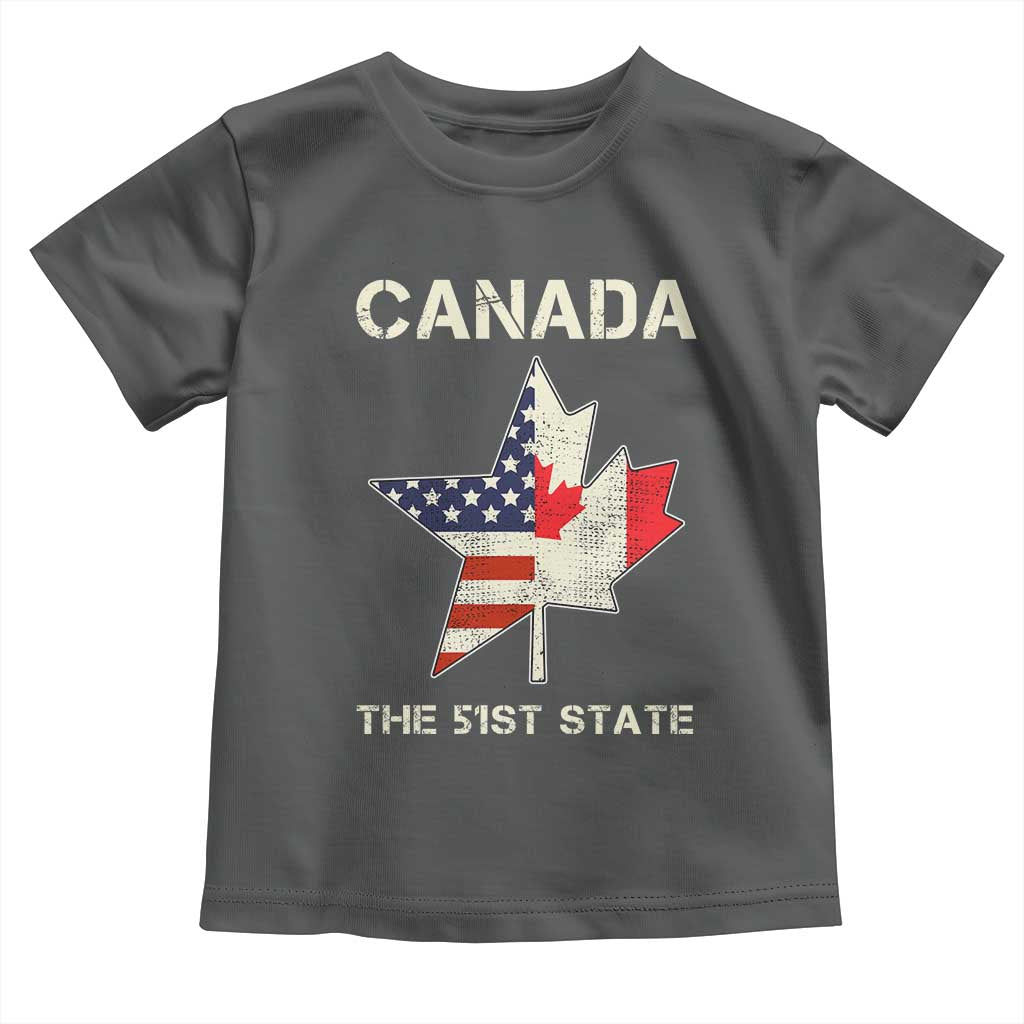 Canada The 51st State Toddler T Shirt Maple Canadian American Flag TS09 Dark Heather Print Your Wear