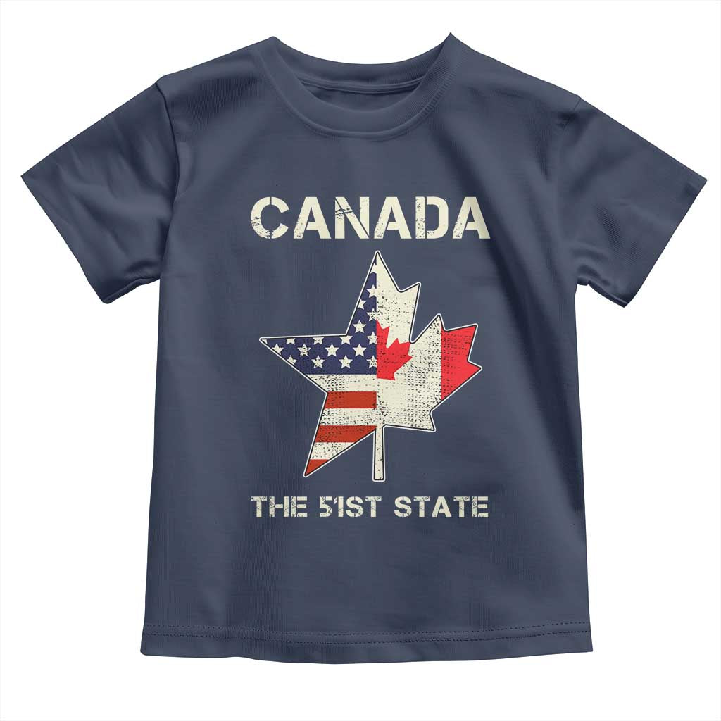 Canada The 51st State Toddler T Shirt Maple Canadian American Flag TS09 Navy Print Your Wear