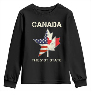 Canada The 51st State Youth Sweatshirt Maple Canadian American Flag TS09 Black Print Your Wear