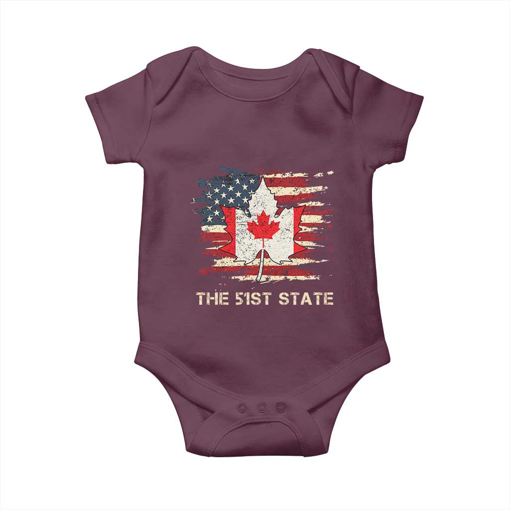 Canada The 51st State Baby Onesie Canadian Maple American Flag TS09 Maroon Print Your Wear