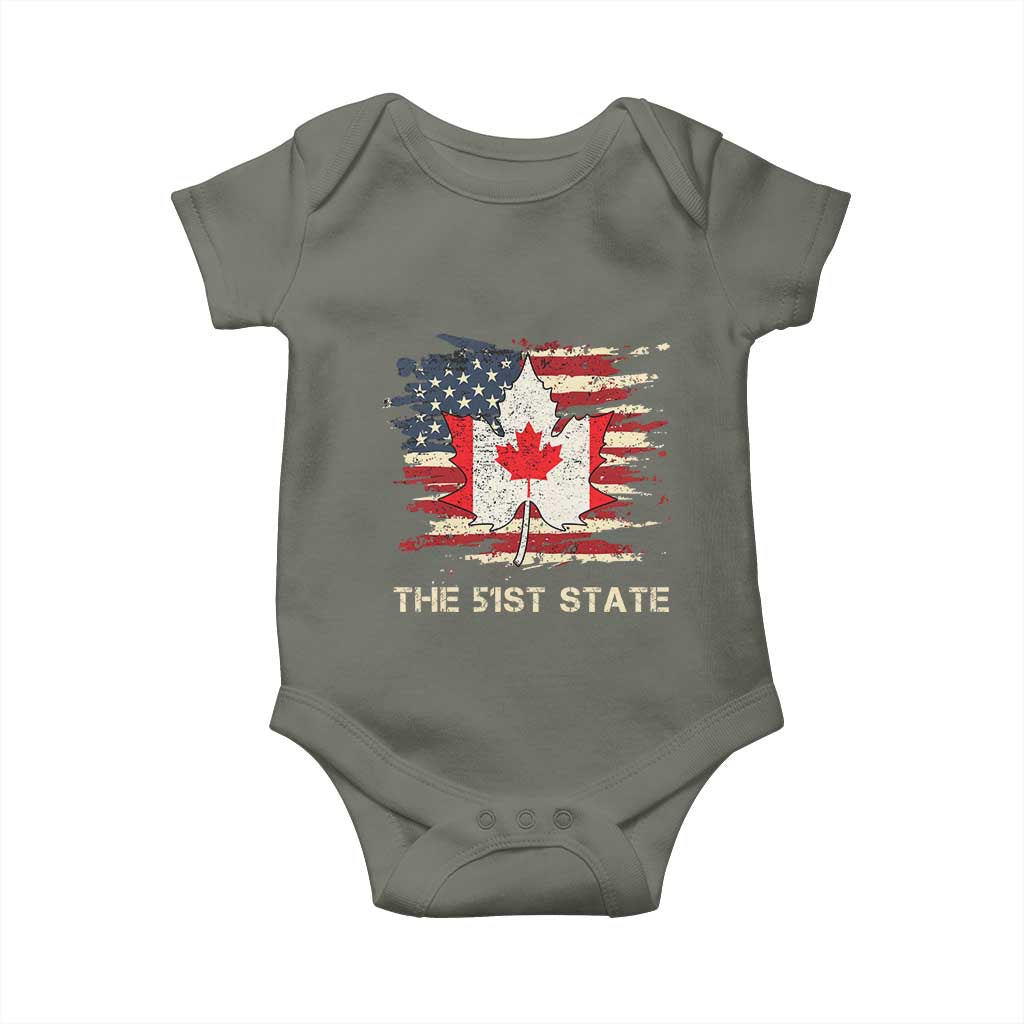 Canada The 51st State Baby Onesie Canadian Maple American Flag TS09 Military Green Print Your Wear