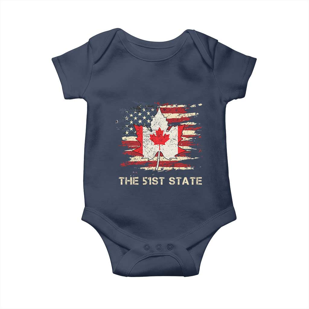 Canada The 51st State Baby Onesie Canadian Maple American Flag TS09 Navy Print Your Wear