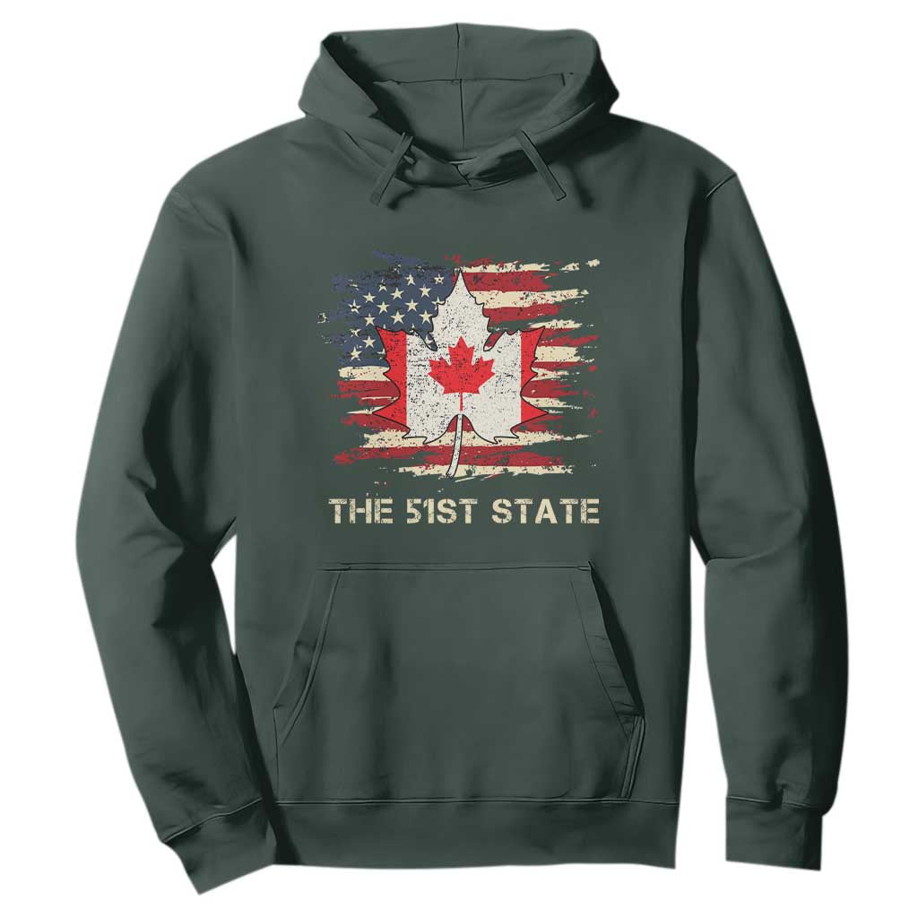 Canada The 51st State Hoodie Canadian Maple American Flag TS09 Dark Forest Green Print Your Wear