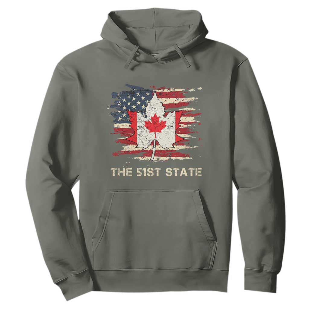 Canada The 51st State Hoodie Canadian Maple American Flag TS09 Military Green Print Your Wear