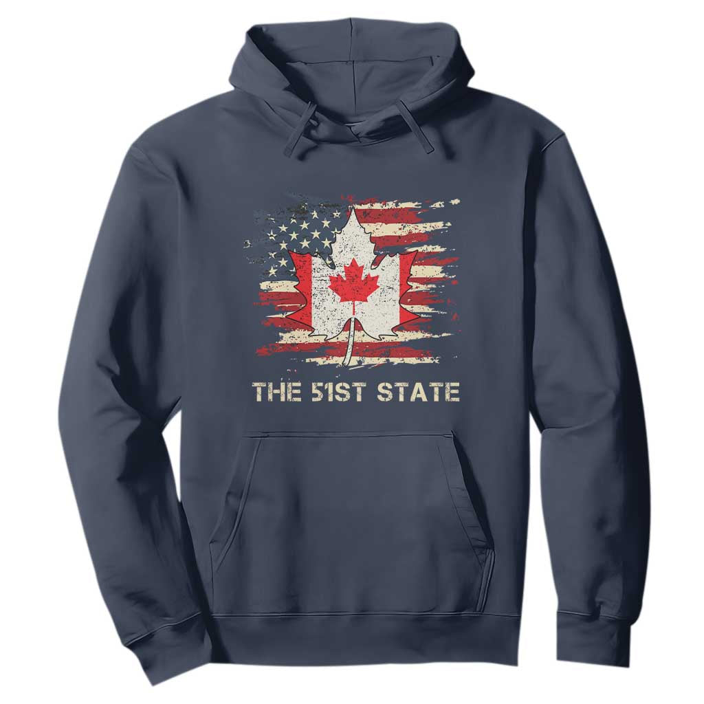 Canada The 51st State Hoodie Canadian Maple American Flag TS09 Navy Print Your Wear
