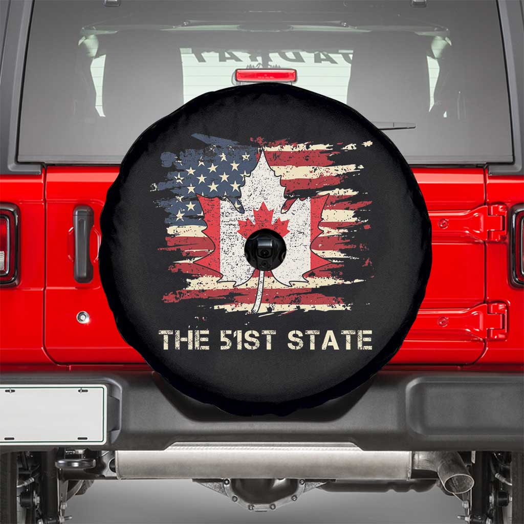 Canada The 51st State Spare Tire Cover Canadian Maple American Flag TS09 Black Print Your Wear