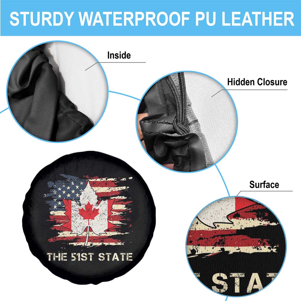 Canada The 51st State Spare Tire Cover Canadian Maple American Flag TS09 Print Your Wear