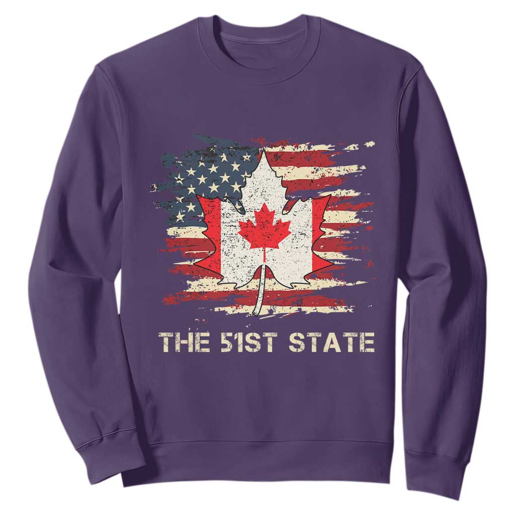Canada The 51st State Sweatshirt Canadian Maple American Flag TS09 Purple Print Your Wear