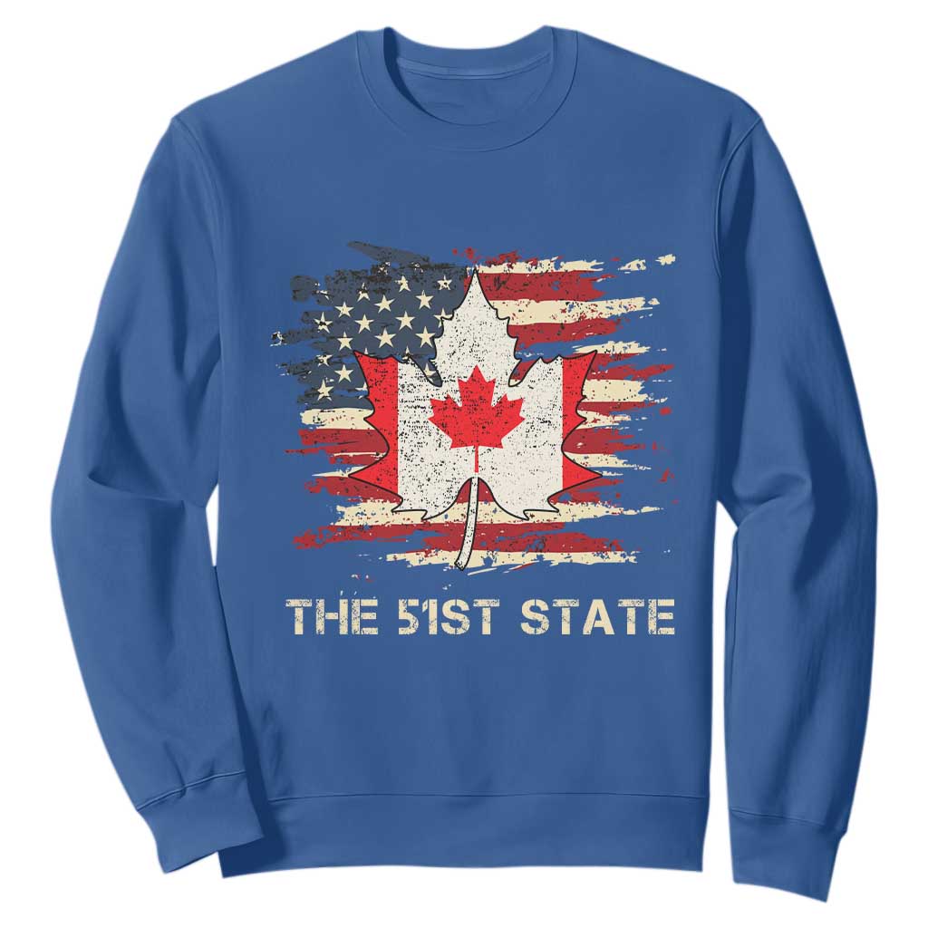 Canada The 51st State Sweatshirt Canadian Maple American Flag TS09 Royal Blue Print Your Wear