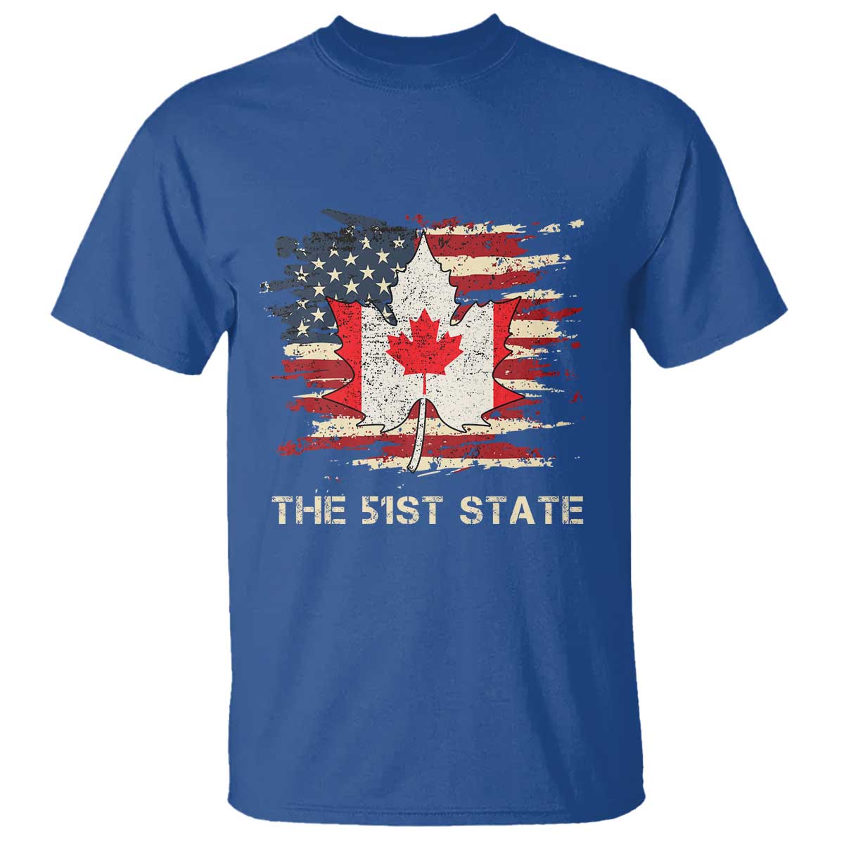 Canada The 51st State T Shirt Canadian Maple American Flag TS09 Royal Blue Print Your Wear