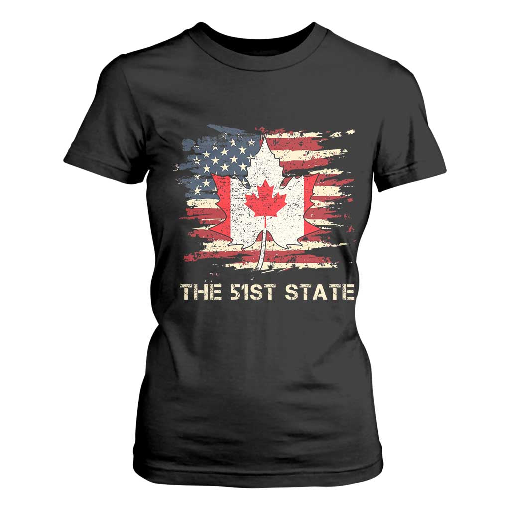 Canada The 51st State T Shirt For Women Canadian Maple American Flag TS09 Black Print Your Wear