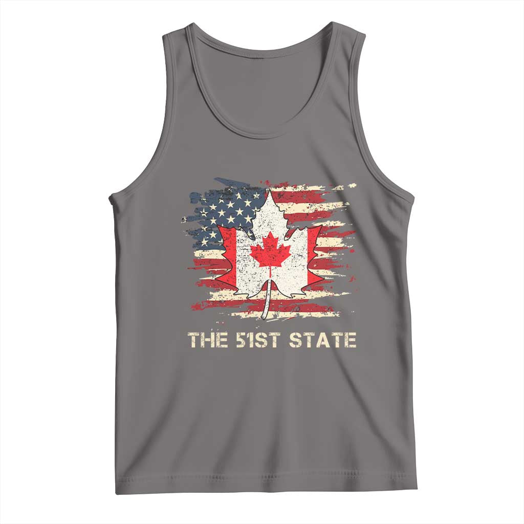 Canada The 51st State Tank Top Canadian Maple American Flag TS09 Deep Heather Print Your Wear
