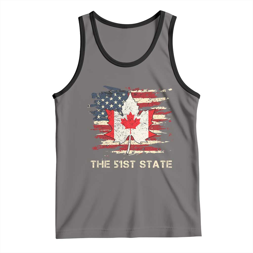 Canada The 51st State Tank Top Canadian Maple American Flag TS09 Deep Heather Black Print Your Wear