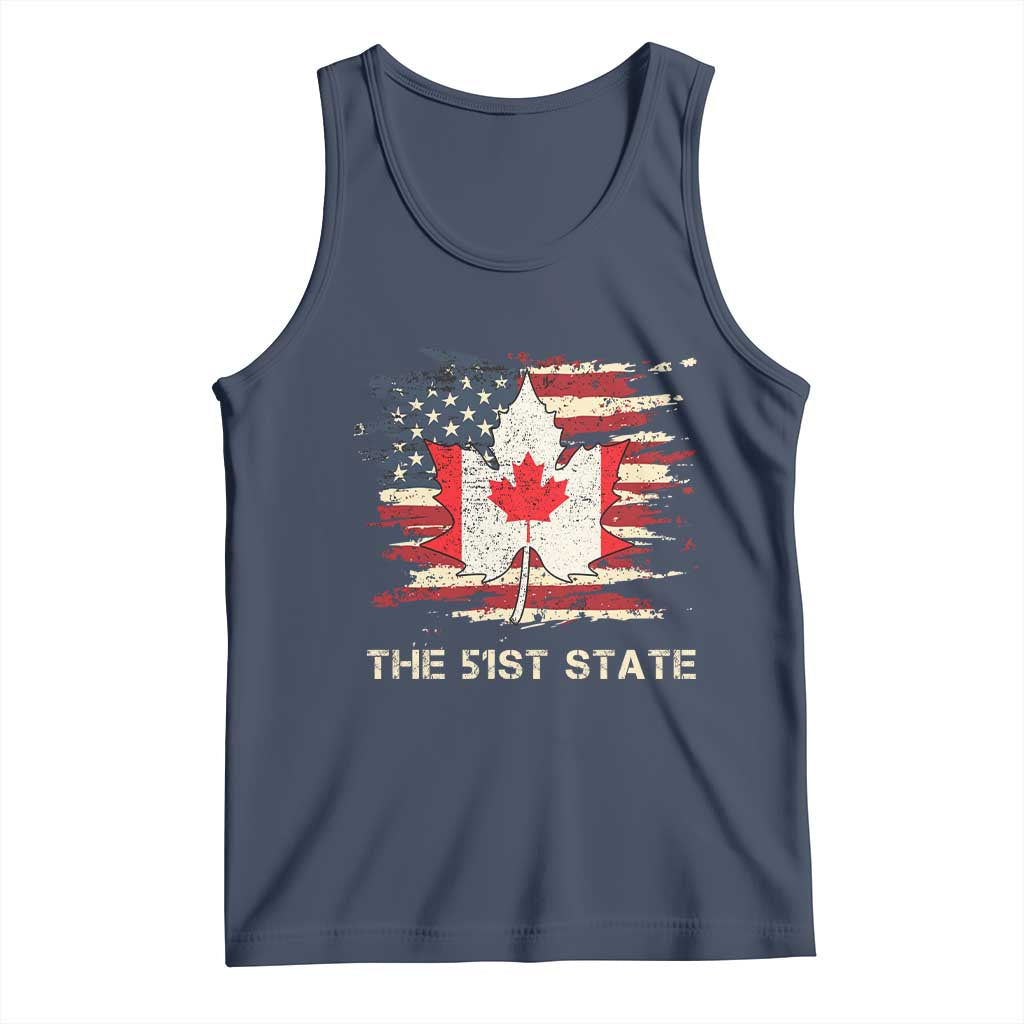 Canada The 51st State Tank Top Canadian Maple American Flag TS09 Navy Print Your Wear