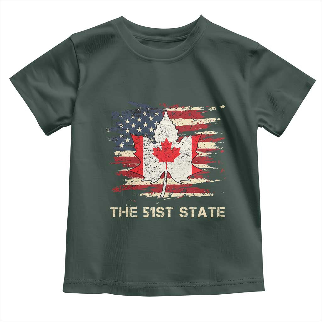 Canada The 51st State Toddler T Shirt Canadian Maple American Flag TS09 Dark Forest Green Print Your Wear