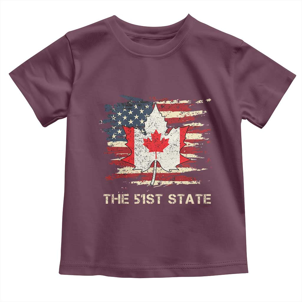 Canada The 51st State Toddler T Shirt Canadian Maple American Flag TS09 Maroon Print Your Wear