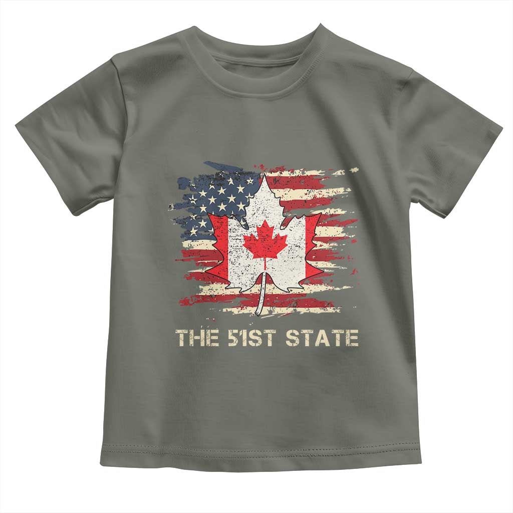 Canada The 51st State Toddler T Shirt Canadian Maple American Flag TS09 Military Green Print Your Wear
