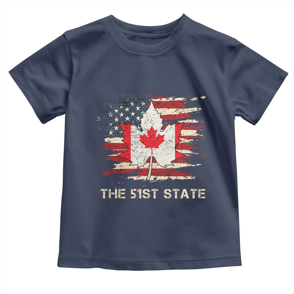 Canada The 51st State Toddler T Shirt Canadian Maple American Flag TS09 Navy Print Your Wear