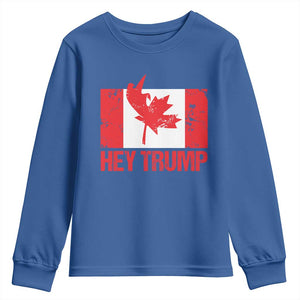 Hey Trump Canada Flag Youth Sweatshirt TS09 Royal Blue Print Your Wear