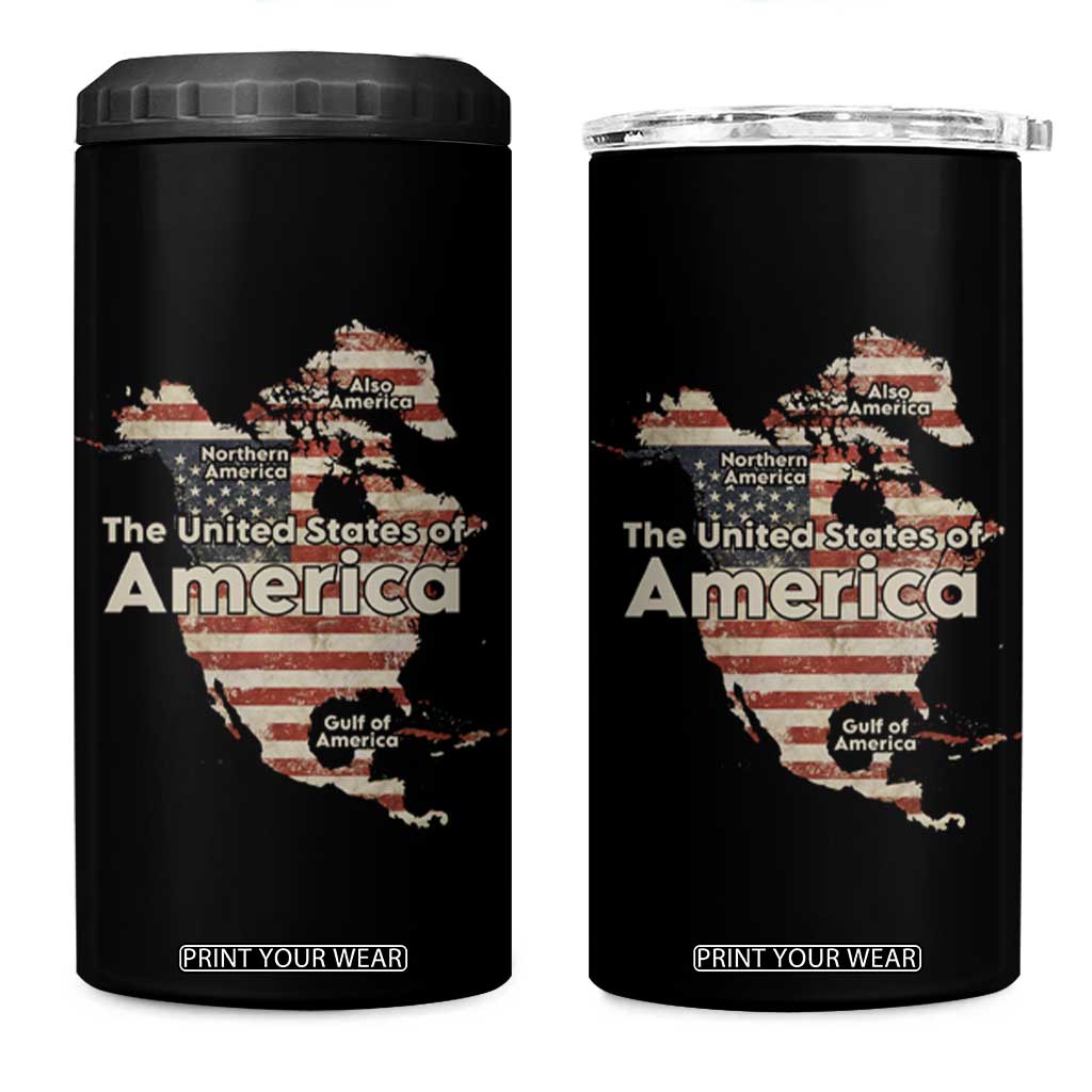 The New Trump Map Of USA 4 in 1 Can Cooler Tumbler Canada Greenland Gulf Of Mexico TS09 One Size: 16 oz Black Print Your Wear