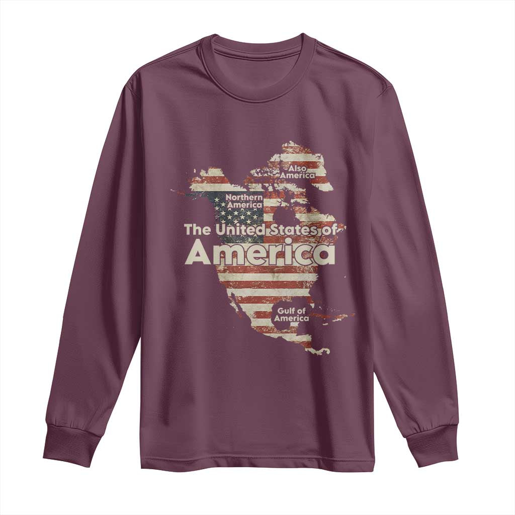 The New Trump Map Of USA Long Sleeve Shirt Canada Greenland Gulf Of Mexico TS09 Maroon Print Your Wear