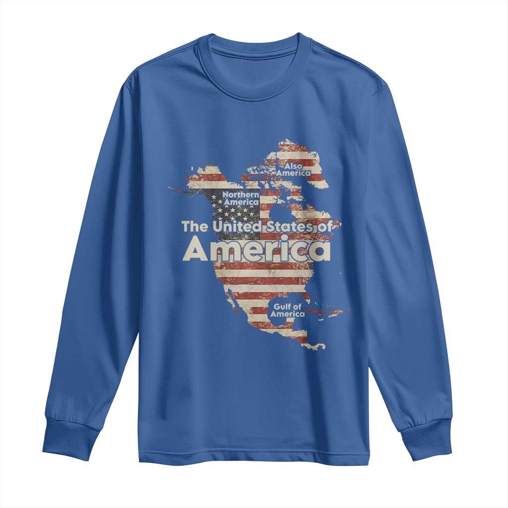The New Trump Map Of USA Long Sleeve Shirt Canada Greenland Gulf Of Mexico TS09 Royal Blue Print Your Wear