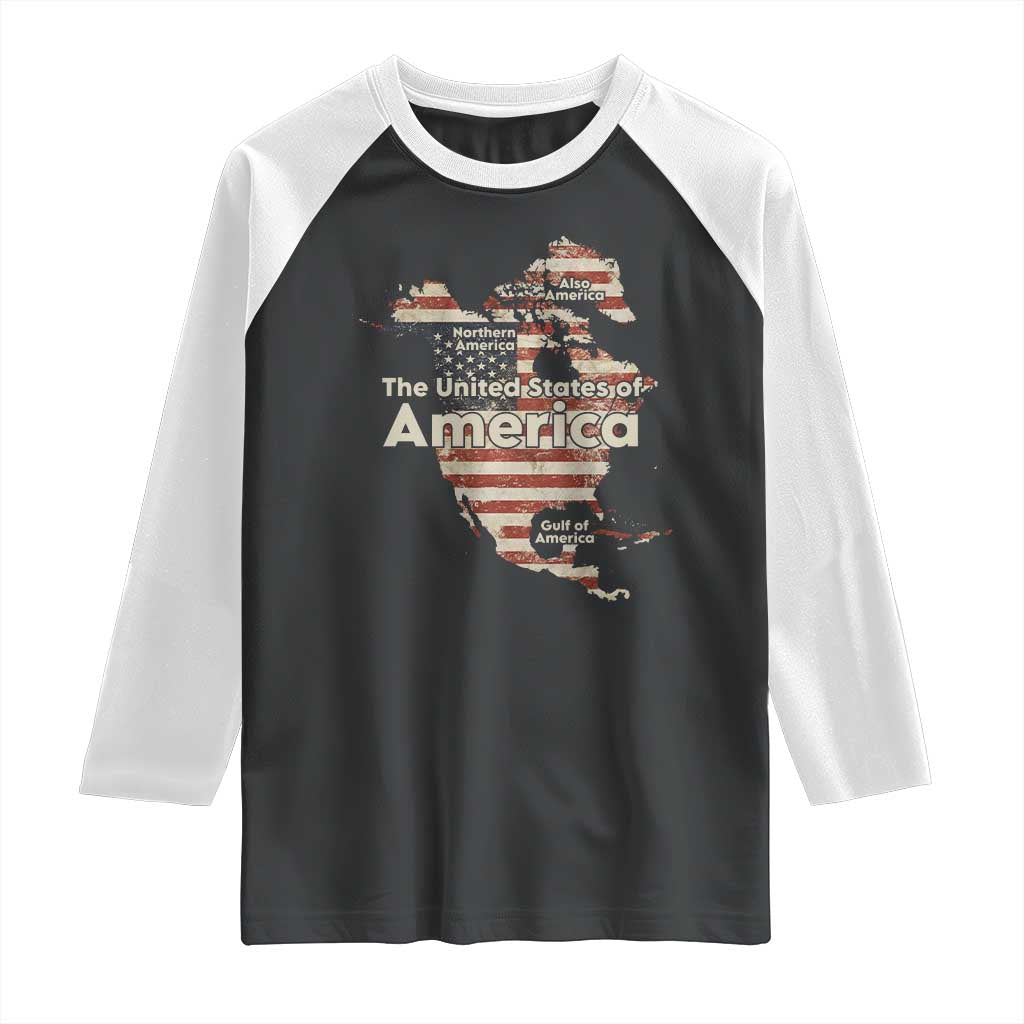 The New Trump Map Of USA Raglan Shirt Canada Greenland Gulf Of Mexico TS09 Black White Print Your Wear
