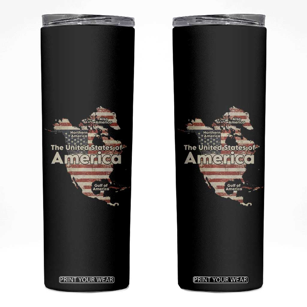The New Trump Map Of USA Skinny Tumbler Canada Greenland Gulf Of Mexico TS09 Black Print Your Wear