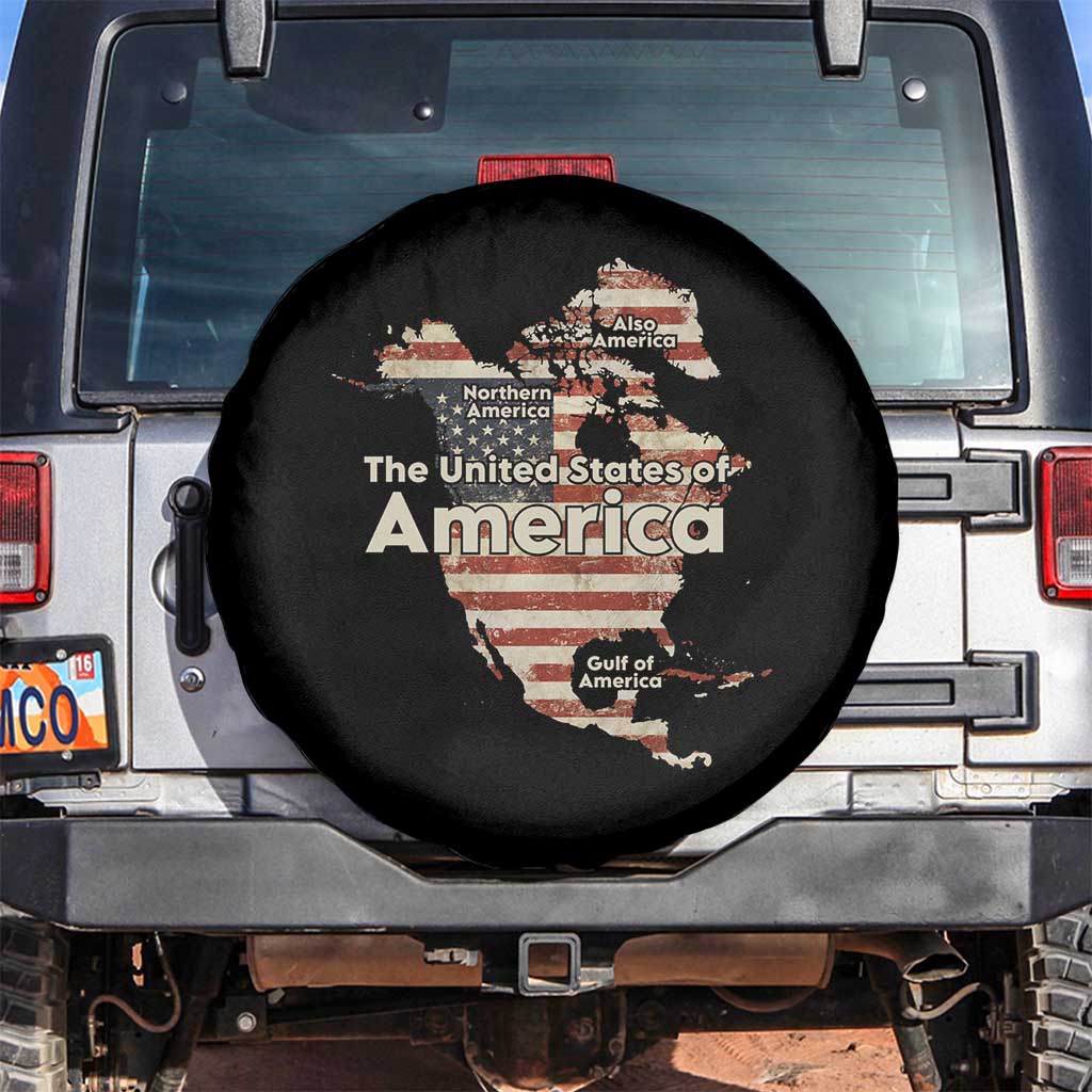 The New Trump Map Of USA Spare Tire Cover Canada Greenland Gulf Of Mexico TS09 No hole Black Print Your Wear
