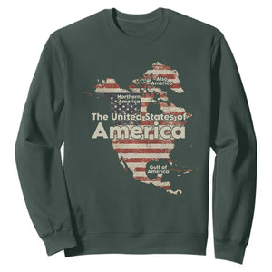 The New Trump Map Of USA Sweatshirt Canada Greenland Gulf Of Mexico TS09 Dark Forest Green Print Your Wear