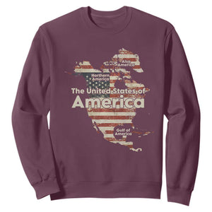 The New Trump Map Of USA Sweatshirt Canada Greenland Gulf Of Mexico TS09 Maroon Print Your Wear