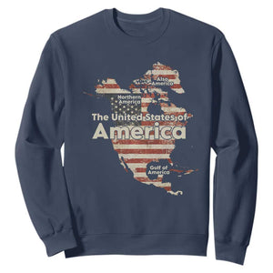 The New Trump Map Of USA Sweatshirt Canada Greenland Gulf Of Mexico TS09 Navy Print Your Wear