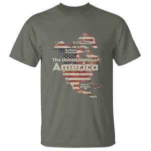 The New Trump Map Of USA T Shirt Canada Greenland Gulf Of Mexico TS09 Military Green Print Your Wear