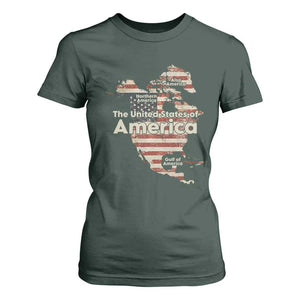 The New Trump Map Of USA T Shirt For Women Canada Greenland Gulf Of Mexico TS09 Dark Forest Green Print Your Wear