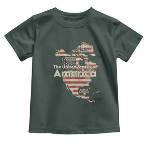 The New Trump Map Of USA Toddler T Shirt Canada Greenland Gulf Of Mexico TS09 Dark Forest Green Print Your Wear