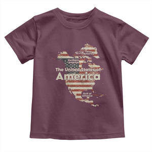 The New Trump Map Of USA Toddler T Shirt Canada Greenland Gulf Of Mexico TS09 Maroon Print Your Wear