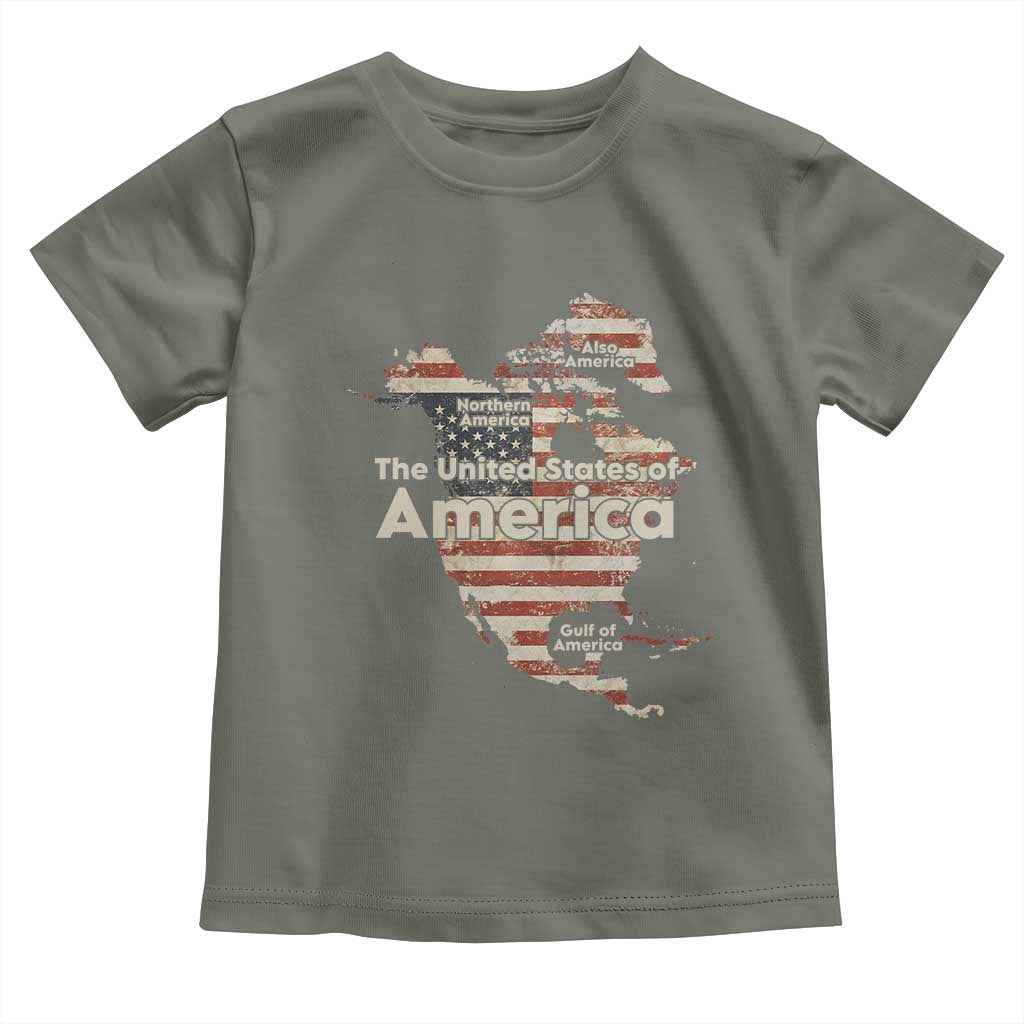 The New Trump Map Of USA Toddler T Shirt Canada Greenland Gulf Of Mexico TS09 Military Green Print Your Wear