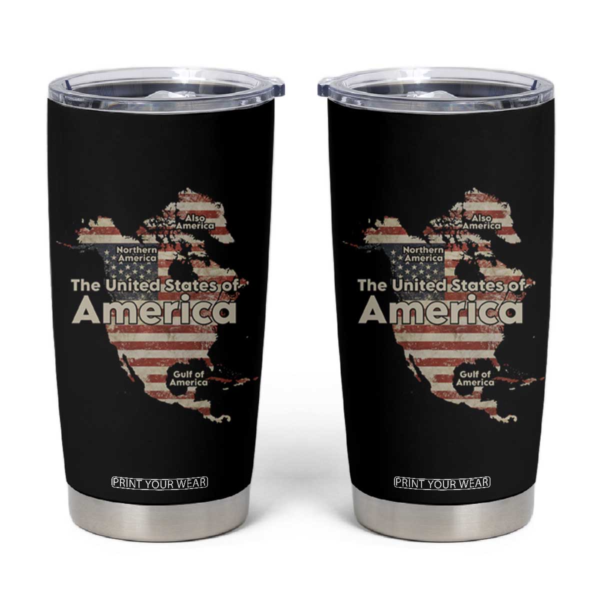 The New Trump Map Of USA Tumbler Cup Canada Greenland Gulf Of Mexico TS09 Black Print Your Wear