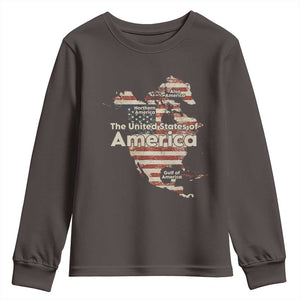 The New Trump Map Of USA Youth Sweatshirt Canada Greenland Gulf Of Mexico TS09 Dark Chocolate Print Your Wear