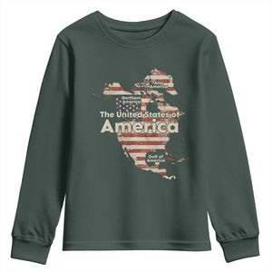 The New Trump Map Of USA Youth Sweatshirt Canada Greenland Gulf Of Mexico TS09 Dark Forest Green Print Your Wear