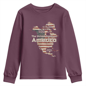 The New Trump Map Of USA Youth Sweatshirt Canada Greenland Gulf Of Mexico TS09 Maroon Print Your Wear