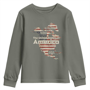 The New Trump Map Of USA Youth Sweatshirt Canada Greenland Gulf Of Mexico TS09 Military Green Print Your Wear