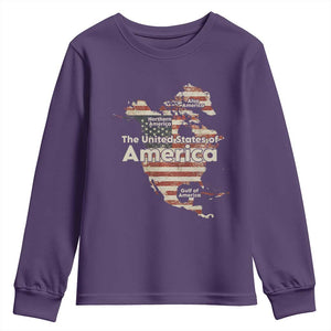 The New Trump Map Of USA Youth Sweatshirt Canada Greenland Gulf Of Mexico TS09 Purple Print Your Wear