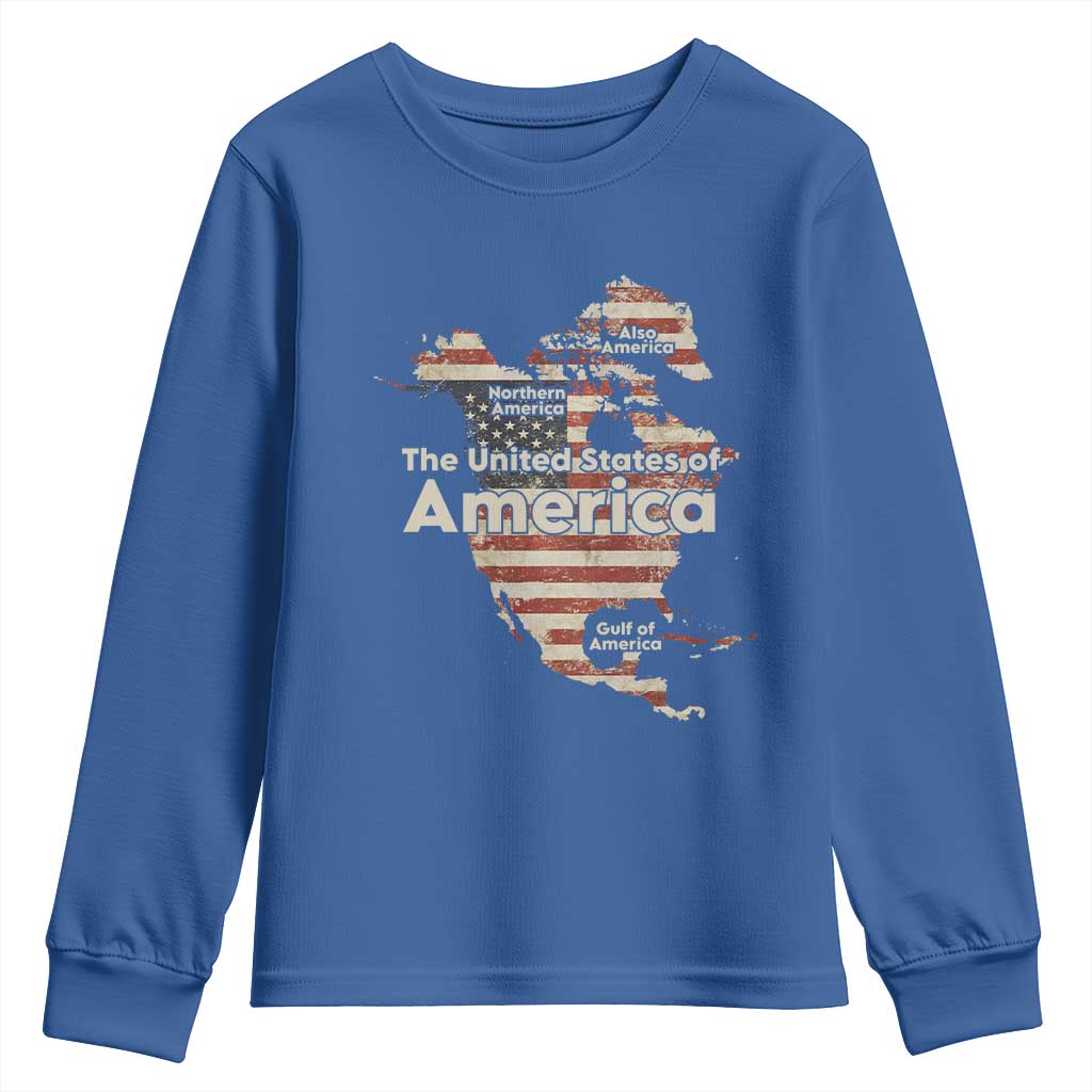 The New Trump Map Of USA Youth Sweatshirt Canada Greenland Gulf Of Mexico TS09 Royal Blue Print Your Wear