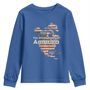 The New Trump Map Of USA Youth Sweatshirt Canada Greenland Gulf Of Mexico TS09 Royal Blue Print Your Wear