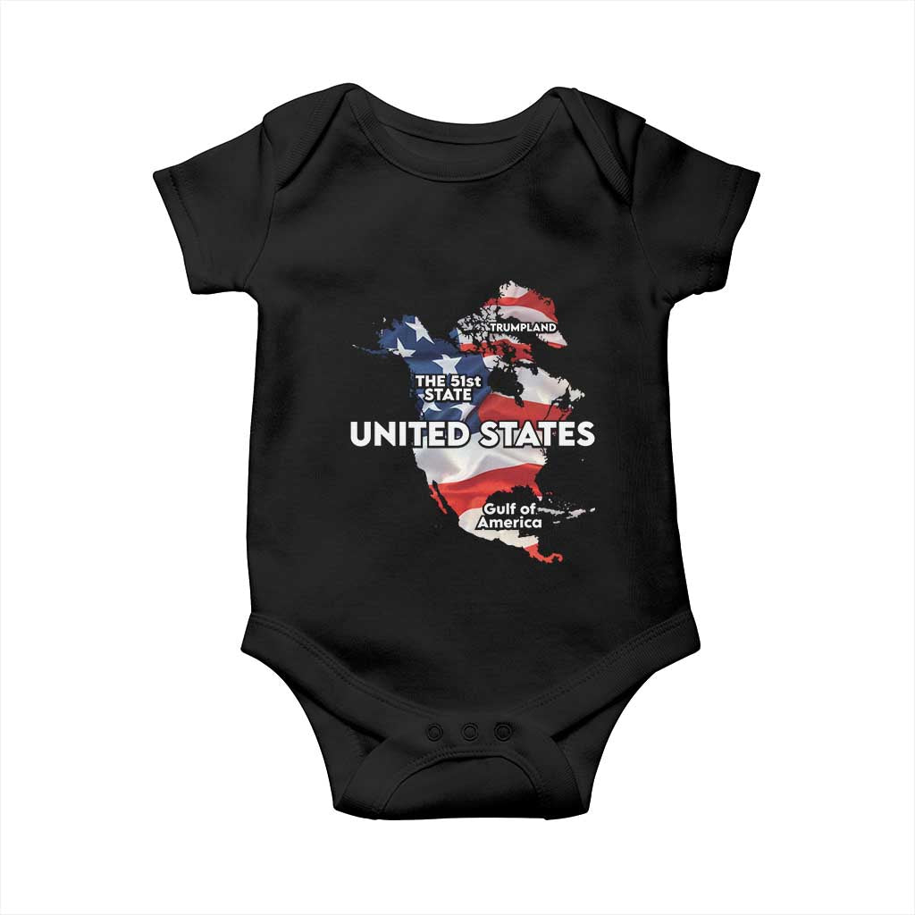 Funny Trump Map Of USA Baby Onesie Canada Greenland Gulf Of Mexico TS09 Black Print Your Wear